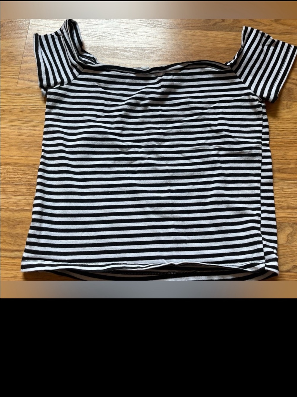 Striped Off-Shoulder Womens Top - Black & White